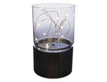 Мини светильник "Волшебный стакан", стекло, 15 тёплых белых LED-огней, 8х15 см, таймер, батарейки, Kaemingk