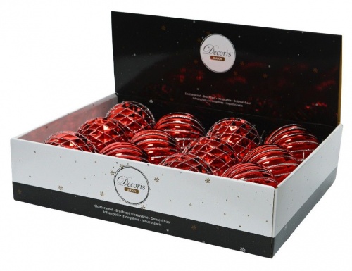 Набор пластиковых шаров RED ROYAL, красные, 100 мм, упаковка 12 шт., Kaemingk фото 2