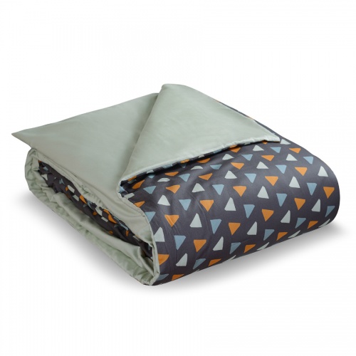 Комплект постельного белья полутораспальный из сатина мятного цвета с принтом triangles из коллекции фото 6