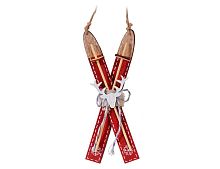 Ёлочная игрушка ВЕСЁЛЫЕ ЛЫЖИ, дерево, красные, 17 см, Koopman International