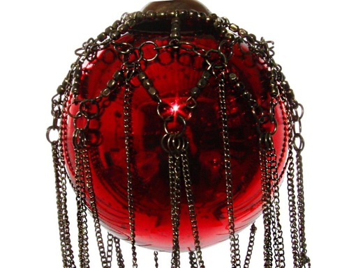 Стеклянный ёлочный шар "Мелайя", красный, SHISHI фото 2