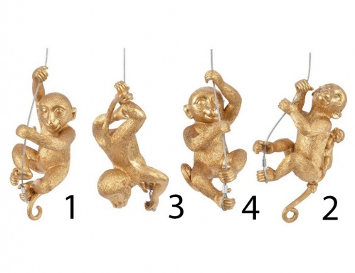 Ёлочная игрушка "Золотая обезьянка", полистоун, 8.5x11x22 см, разные модели, Kaemingk
