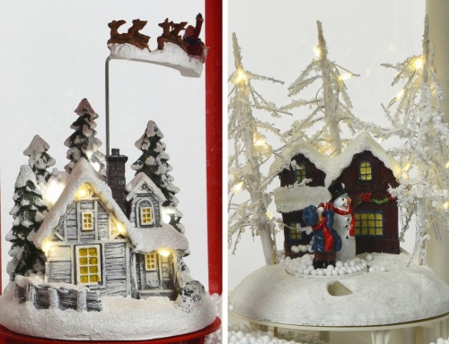 Фонарик 'снежный"' новогодняя метель", 7 тёплых белых LED-огней, динамика, музыка, 19x19x36 см, батарейки, разные модели, Kaemingk фото 5