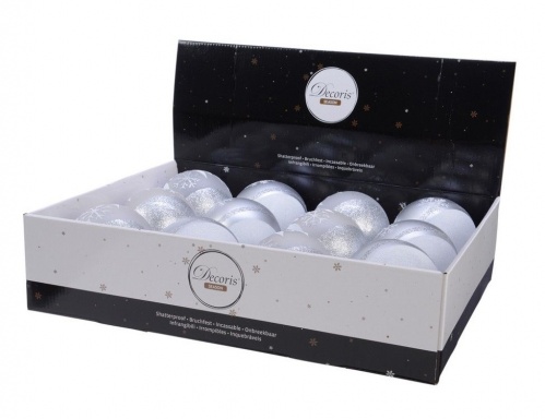 Набор пластиковых шаров "Снежинки в серебре", 100 мм, упаковка 12 шт., Kaemingk фото 2