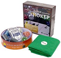 Покерный набор "Premium Poker" Holdem Light в жестяной коробке, 120 фишек с номиналом, карты + сукно