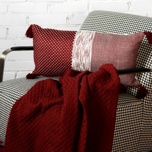 Подушка декоративная бордового цвета крупной вязки из коллекции ethnic, 30х60 см фото 5