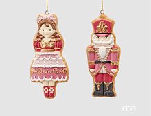 Набор ёлочных игрушек КЛАРА И ЩЕЛКУНЧИК - РОЖДЕСТВЕНСКИЕ ПРЯНИЧКИ, полистоун, 13 см, 2 шт., EDG