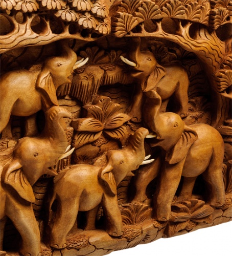 17-003 Панно резное  "Пять слонов - символ мудрости" (суар, о.Бали) фото 2
