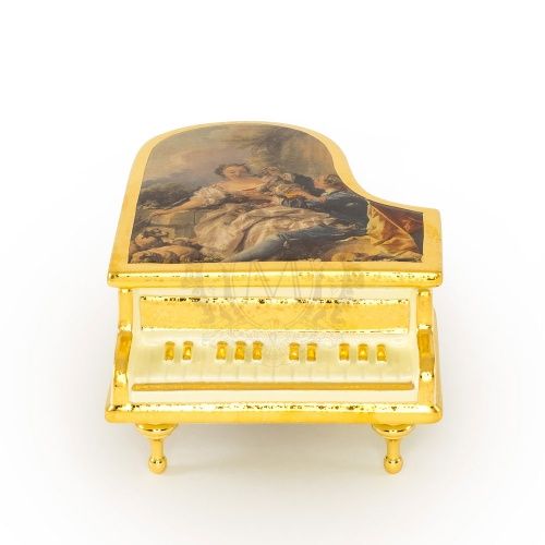 BAROQUE Шкатулка рояль 28х20 см, керамика, цвет кремовый, декор золото фото 2