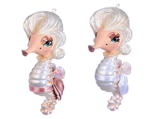 Елочная игрушка МОРСКАЯ МЭРИЛИН с розовым бантом, полистоун, 14 см, Goodwill