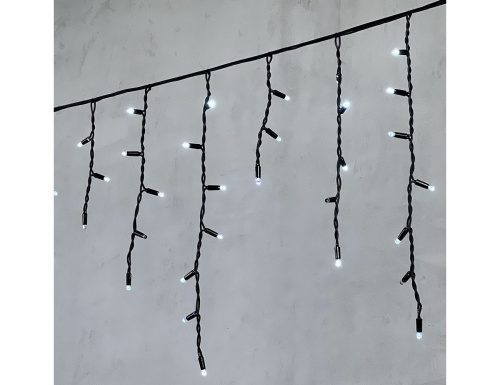 Светодиодная бахрома Legoled 3.1*0.5 м, 120 холодных LED-огней, холодное мерцание, черный КАУЧУК, соединяемая, IP65, BEAUTY LED фото 2
