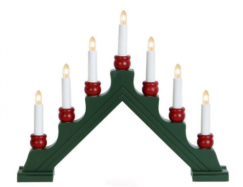 Светильник рождественский декоративный KARIN (зелёный) на 7 свечей, 42х35 см, STAR trading