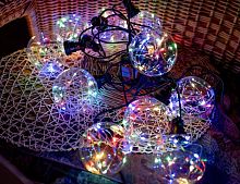 Электрогирлянда "Светлячки в шариках", 10 ламп, микро LED-огни, 4.5+5 м, чёрный провод, коннектор, уличная, Kaemingk