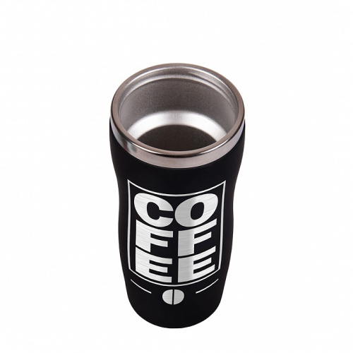 Термокружка "COFFEE" в красном и чёрном цветах, изготовленная из нержавеющей стали, в подарочной упаковке фото 6