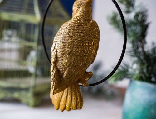 Ёлочная игрушка "Экзотическая птица - какаду", полистоун, золотая, 7x13.5x16 см, Kaemingk фото 2
