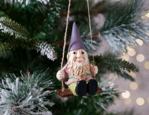 Ёлочное игрушка В ГОСТЯХ У ГНОМОВ - ЗОЛОТОБОРОД, полистоун, 10 см, Winter Deco фото 2