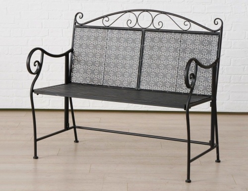 Кованая садовая скамейка "Бордье", тёмно-коричневая, 105х50х93 см, Boltze