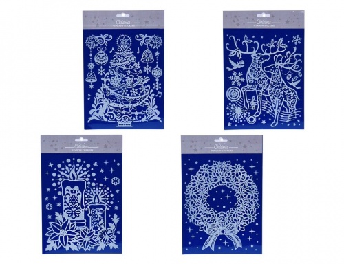 Набор стикеров для декорирования окна "Новогоднее кружево", 30х21 см (4 шт.), Koopman International