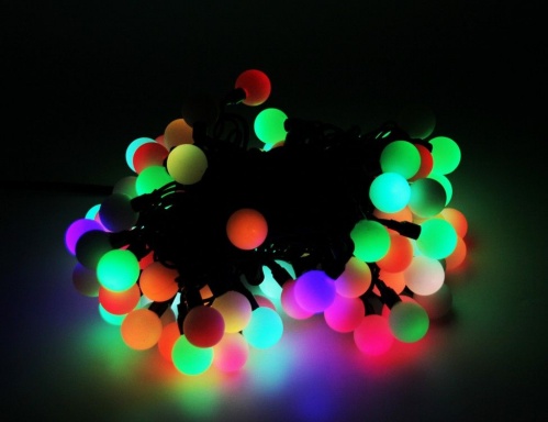 Электрогирлянда "Большие разноцветные мультишарики" с быстрой динамикой, 100 RGB LED-ламп, 15 м, коннектор, черный каучук, уличная, SNOWHOUSE фото 4