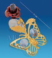 AR-3053 Фигурка на липучке «Бабочка на бордовой розе» (Юнион)