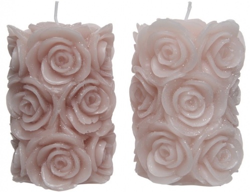 Дизайнерская свеча "Мерцающие розы", нежно розовая, 7x14 см, Kaemingk фото 2