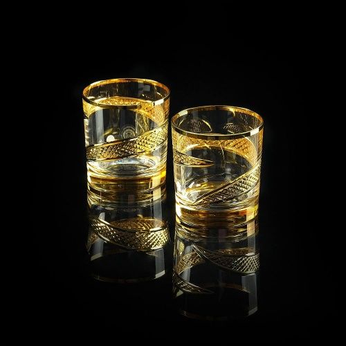 IDALGO Стакан 300 мл для виски, набор 2 шт, хрусталь янтарный