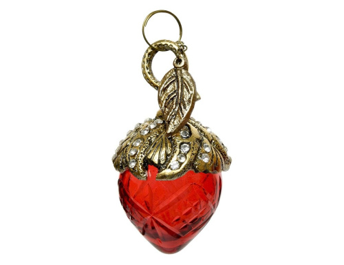 Ёлочная игрушка ОРЕШЕК БИЖУ, стекло, красный, 13 см, подвеска, Kaemingk