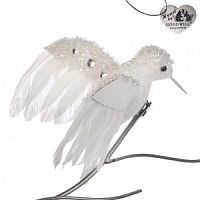 Украшенная колибри на клипсе, белый 18CM