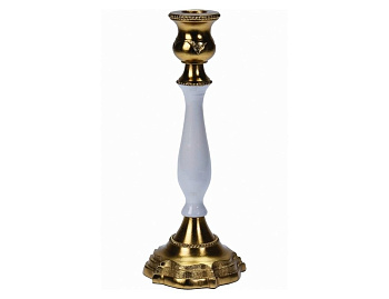 Канделябр МАЛЬМЕЗОН, на одну свечу, белый с золотым, 23 см, Koopman International