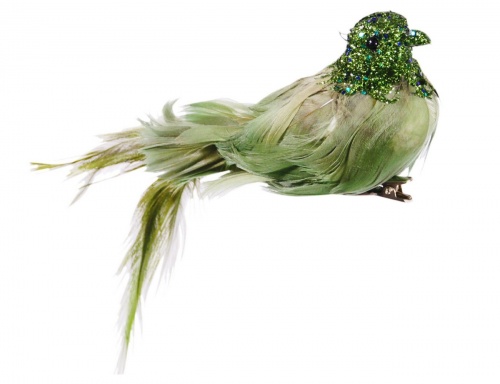 Ёлочная игрушка "Птичка трикси" на клипсе, перо, зелёная, 17 см, Goodwill фото 4