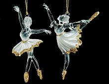 Ёлочное украшение "Балерина", акрил, бело-золотая, 15.2 см, в ассортименте, Crystal deco