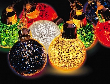 Электрогирлянда "Карнавальные шарики", 10 разноцветных ламп с тёплыми белыми LED-огнями, 1.8+1.5 м, прозрачный провод, SNOWHOUSE