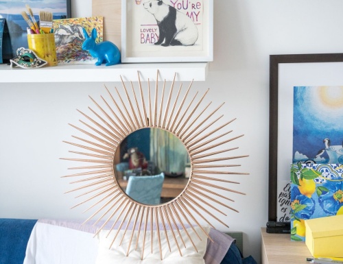 Настенное панно - солнце КАМО с зеркалом, металлическое, 75 см, Boltze фото 3