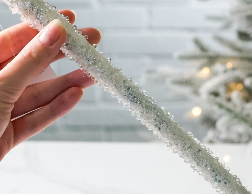 Ёлочное украшение СОСУЛЬКА ГИГАНТЕССА, хлопок, бело-серебристая, 41 см, Winter Deco фото 2