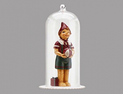 Ёлочная игрушка "Пиноккио" в стеклянном клоше, полистоун, 16 см, EDG