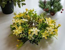 Мини-венок для свечи и декорирования "Нежность летнего луга", жёлтый, 22 см, Swerox