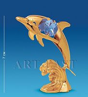 AR-4053/ 1 Фигурка «Дельфин на волне» с цветными кристаллами (Юнион)