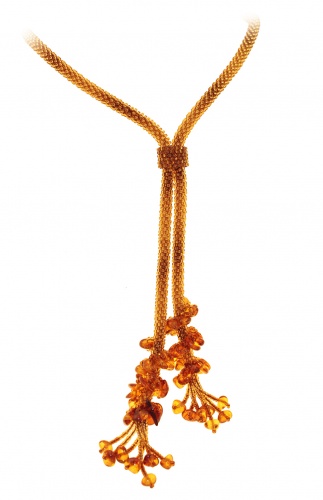 Изящное колье-галстук из натурального янтаря, 90728-2