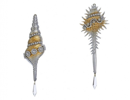Ёлочное украшение "Ювелирная ракушка", пластик, серебряная золотым, 19.5 см, разные модели, Kurts Adler