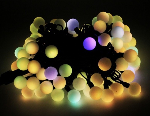Электрогирлянда "Большие разноцветные мультишарики" с медленной динамикой, 100 RGB LED-ламп, 15 м, коннектор, черный каучук, уличная, SNOWHOUSE фото 6