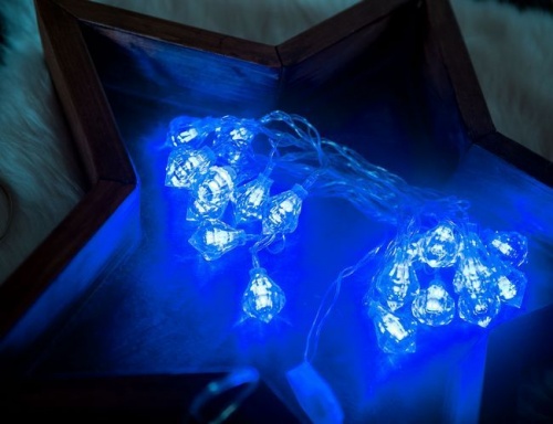 Электрогирлянда "Кристаллы", 20 синих LED-ламп, 3+1,5 м, прозрачный провод, SNOWHOUSE фото 2