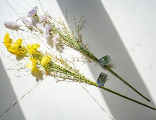 Декоративная ветка "Букетик радости", искусственные полевые цветы, полиэстер, 60 см, Kaemingk фото 2