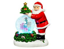 Снежный шар музыкальный ВРЕМЯ САНТЫ, 4 меняющих цвета LED-огня, снежный вихрь, 25 см, батарейки, Kaemingk (Lumineo)