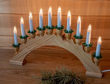 Свечи на деревянной подставке - горке, 10 прозрачных свечей, 50х30 см, SNOWHOUSE