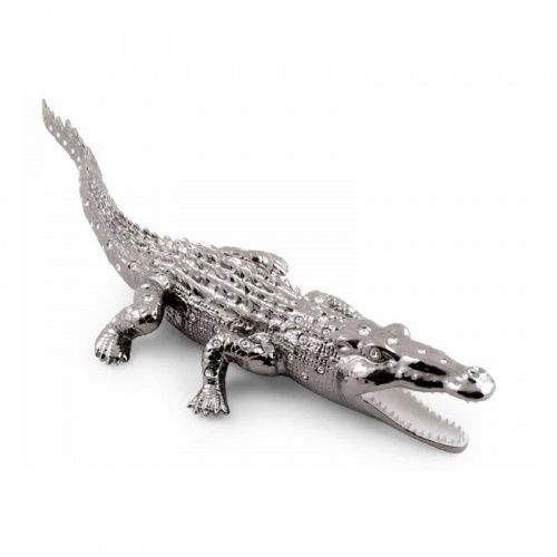 GIARDINO Статуэтка крокодил 68х22 см, керамика, цвет и декор платина, swarovski