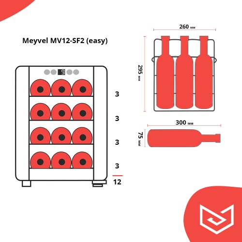 Термоэлектрический винный шкаф Meyvel MV12-BSF1 (easy) фото 6