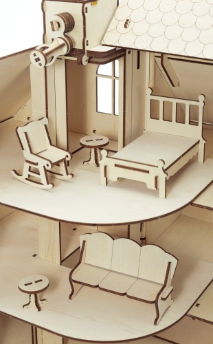 Сборная модель из дерева 3D EWA Кукольный дом с лифтом фото 7