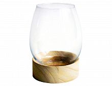 Стеклянная ваза - флорариум на деревянной подставке "Таула", 4 SEASONS