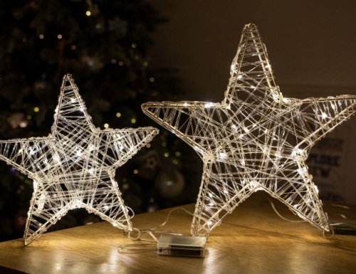 Светящаяся звезда ВЭННЕРИ, акриловые нити, тёплых белых мини LED-огней, 30 см, таймер, батарейки, Koopman International фото 5