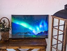 Светящееся панно "Северное сияние", 9-10 LED-огней, 25-30 оптоволоконных выходов, 38x58 см, батарейки, Kaemingk